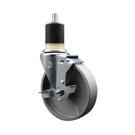 Service Caster 5'' Semi Steel Swivel 1-7/8'' Expanding Stem Caster with Brake SCC-EX20S514-SSS-TLB-178